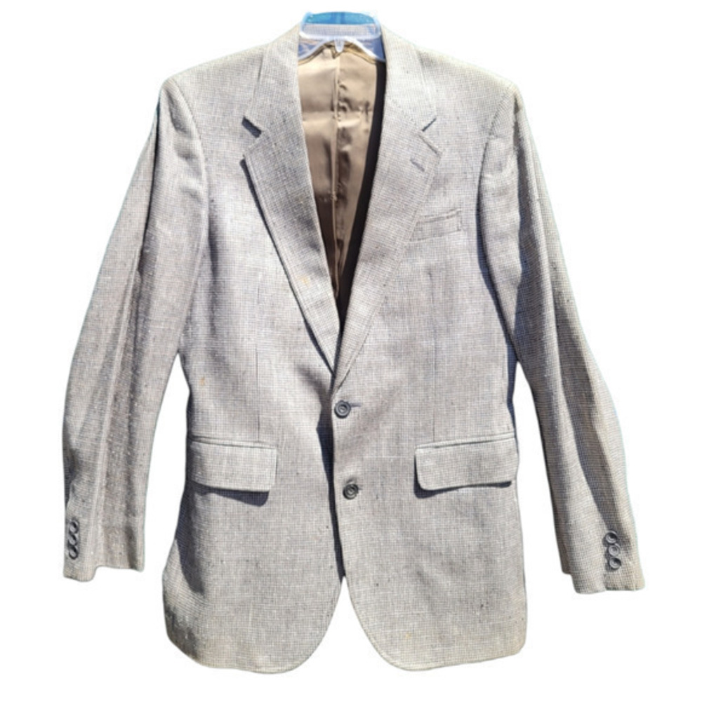 Vintage‎ Robert Alexander Beige and Black Check Tweed 2 Button Blazer